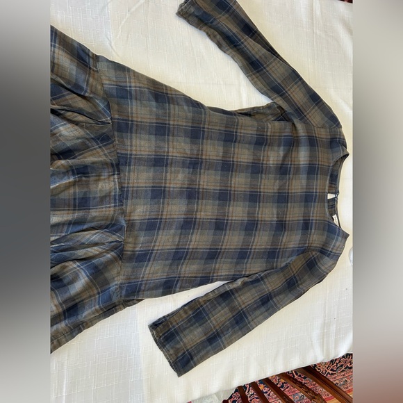 Free People Blue Long Sleeve Plaid asymmetrical dress/tunic - Picture 7 of 10